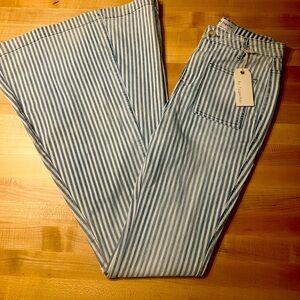 Vici Blue and White Striped Flare Pants